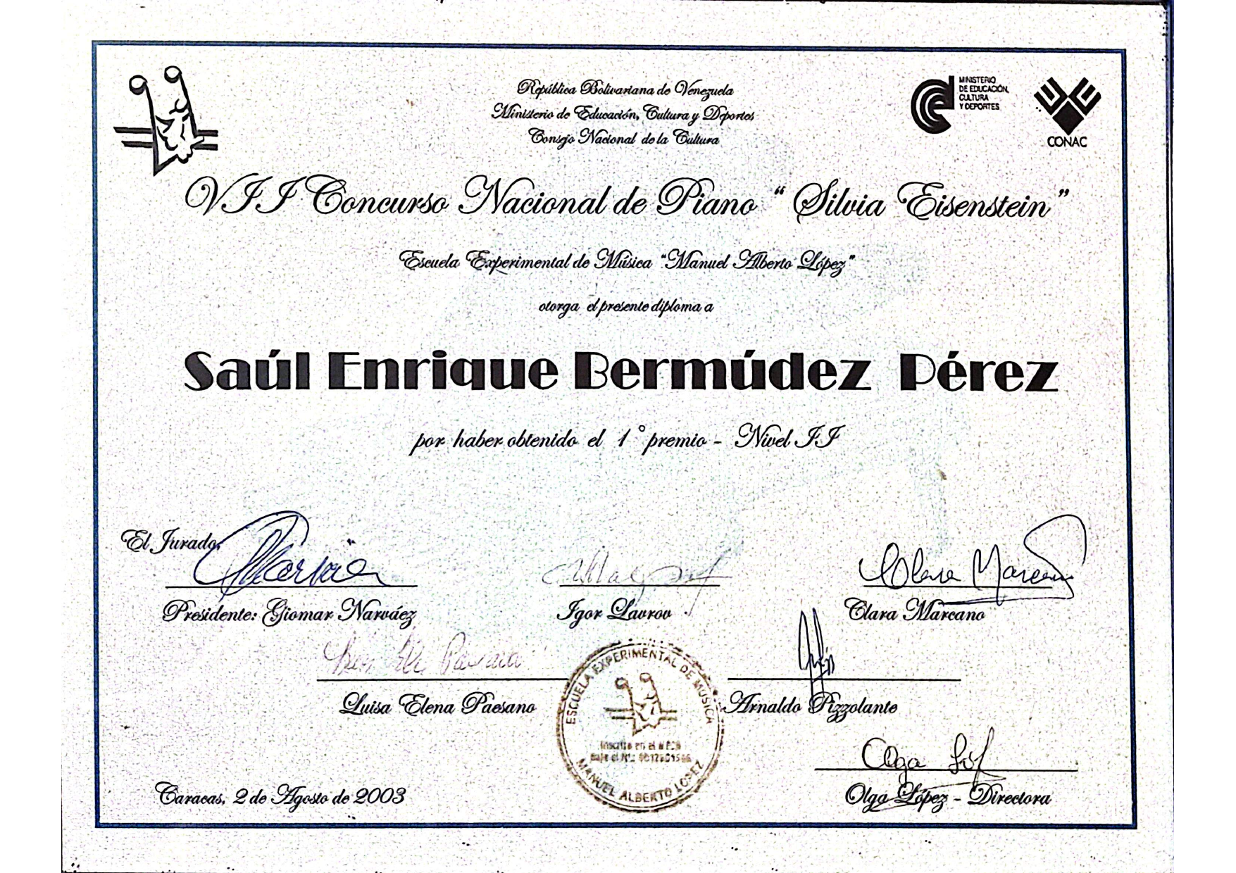 V Concurso Nacional de Piano Silvia Eisenstein